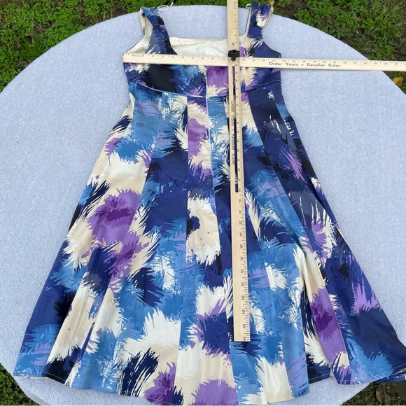 Maggy London Retro Empire Midi Dress Women’s Size 8 Blue Purple with Pockets - Picture 14 of 14